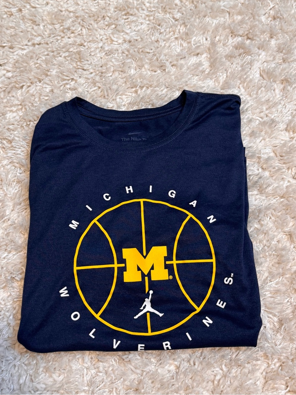 Nike Navy and Yellow Michigan Wolverines Basketball Tee